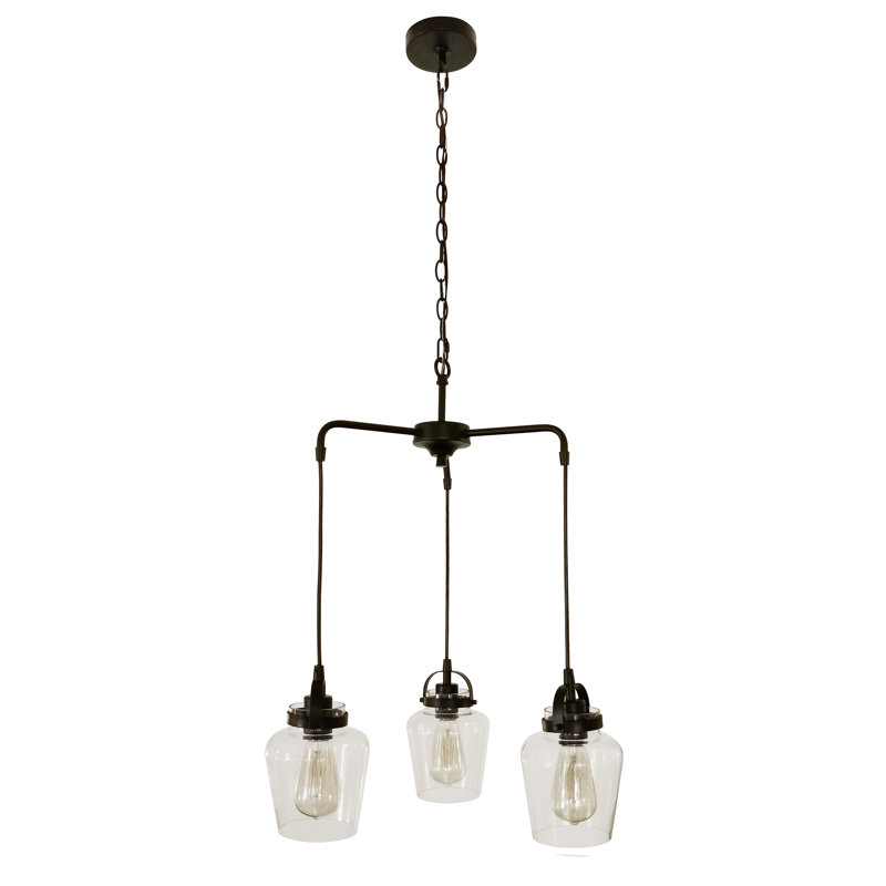 Tribble 3 - Light Dimmable Classic / Traditional Chandelier, Flat Black