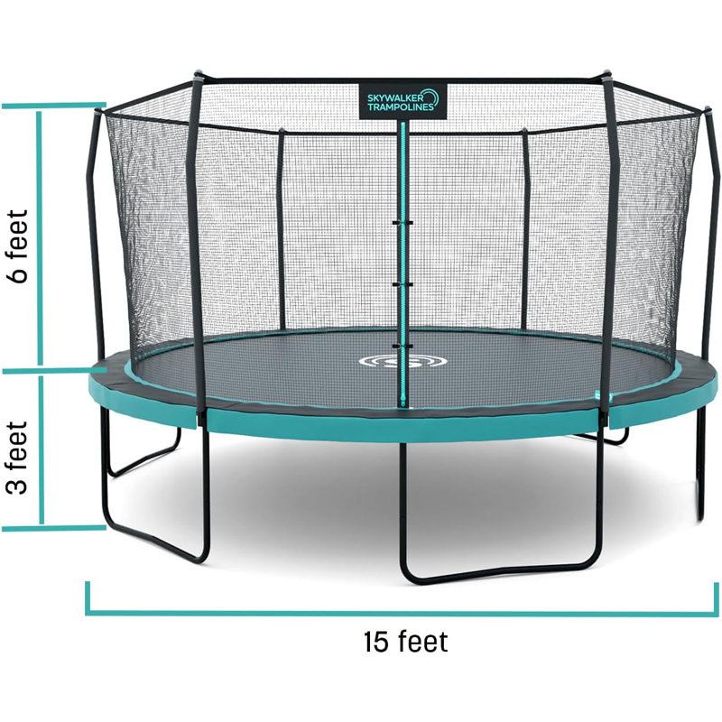 15' Black Round Trampoline with Safety Enclosure Net