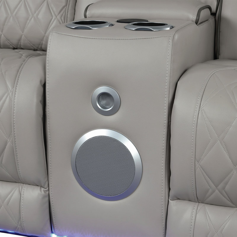 Ensemble de salon inclinable 2 pièces avec fonction de massage et bois Fortuner, Gris