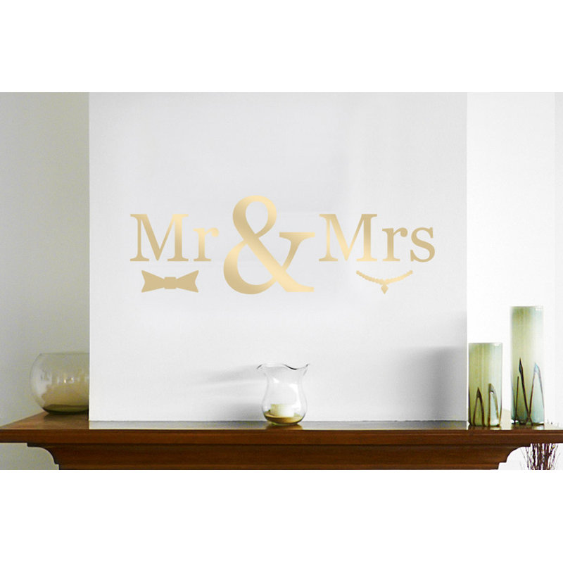 Mr Mrs Wall Sticker, Medium, Shiny Gold