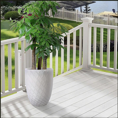Pot à fleurs en céramique blanc fait à la main de l 16,54 po x H 21,26 po, grand pot de fleurs d'intérieur et d'extérieur pour plantes en pot, arbres et décoration de jardin, argile respirante avec trou de drainage