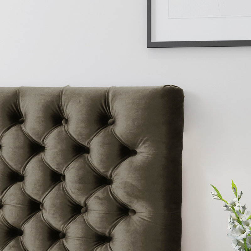 Tête de lit en velours gris à hauteur ajustable qui répond à vos besoins en matière de chambre à coucher - tête de lit, rehaussant la sophistication et le style