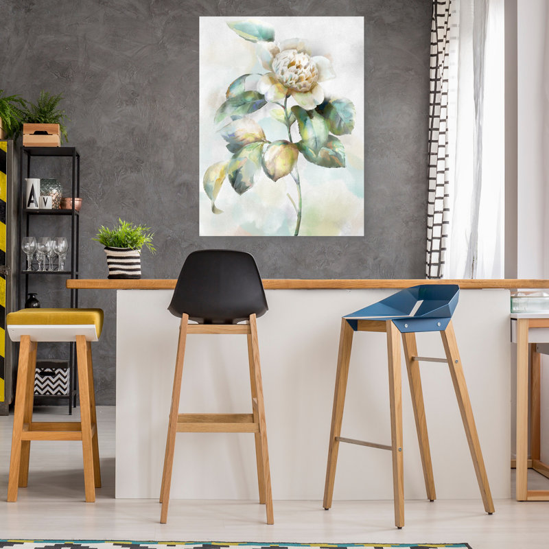Large Botanical Canvas Art Print in Soft Pastel Colors