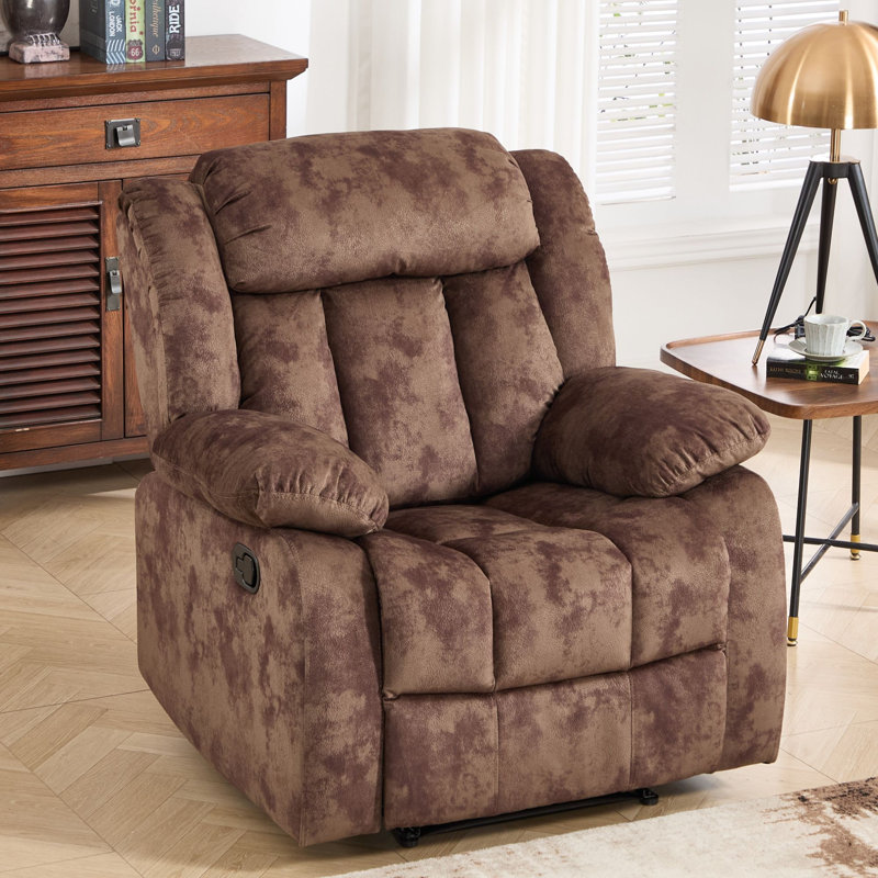 Fauteuil inclinable manuel en tissu moelleux de 35 po de largeur avec dossier doux Lowen, Chocolat