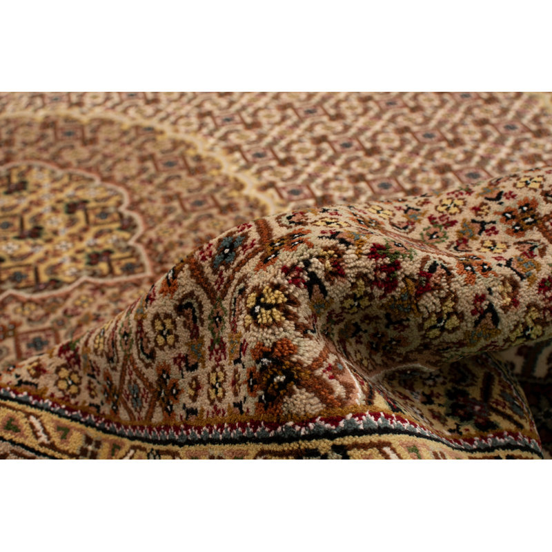 Tapis de zone brune à la main noué la laine light Heinen