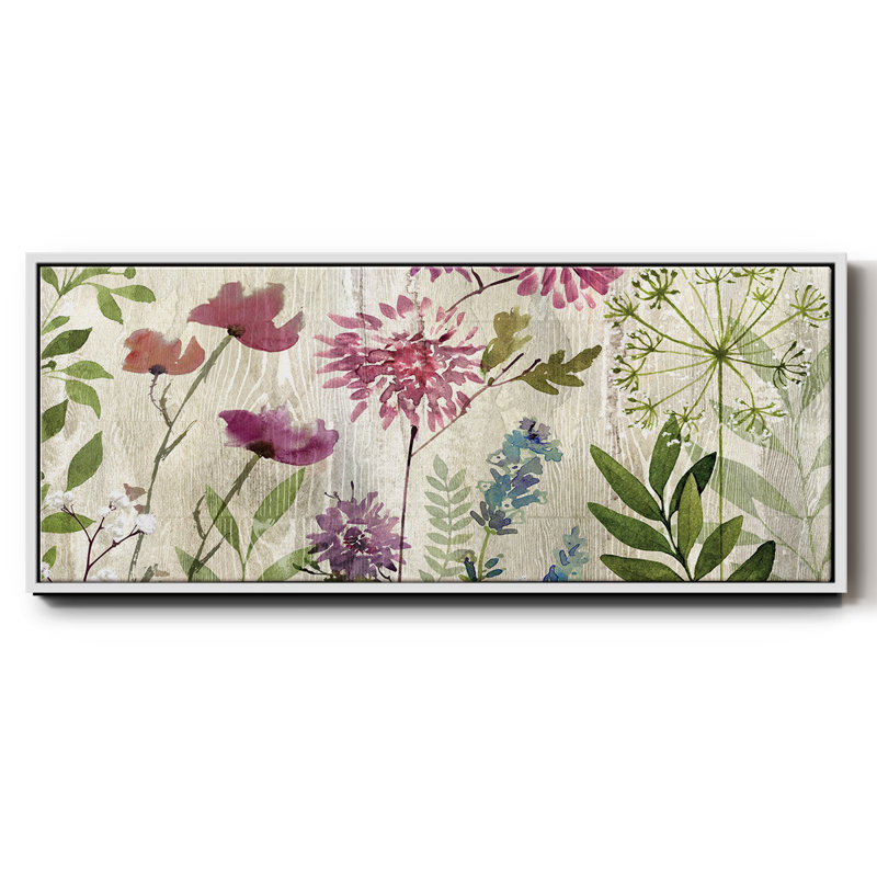 Meadow Flowers II- Framed Canvas, 12" H x 30" W