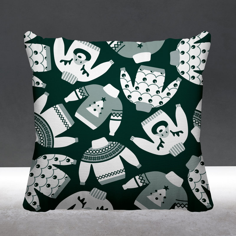 Coussin décoratif intérieur / extérieur Christmas, L 19 po x H 19 po, Vert