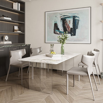 Acrylic Floating Rock plate Dining Table
