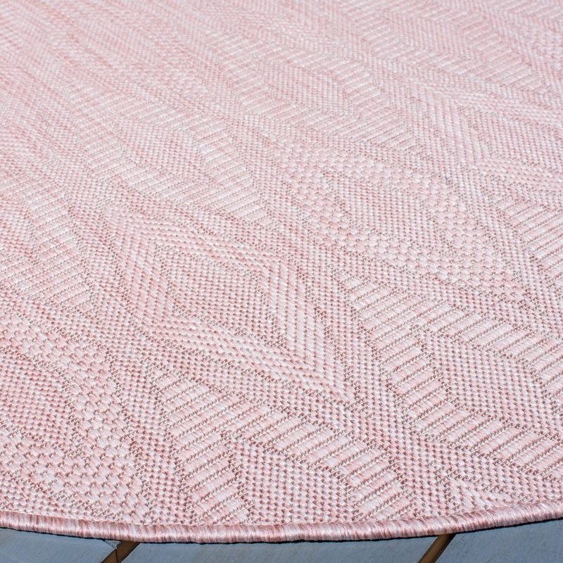 Tapis intérieur / extérieur rose Tamber, Rond 6 pi 7 po