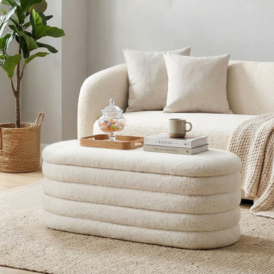 45" W Upholstered Storage Ottoman Bench, End of Bed Bench with Large Storage for Living Room, Bedroom, Entryway