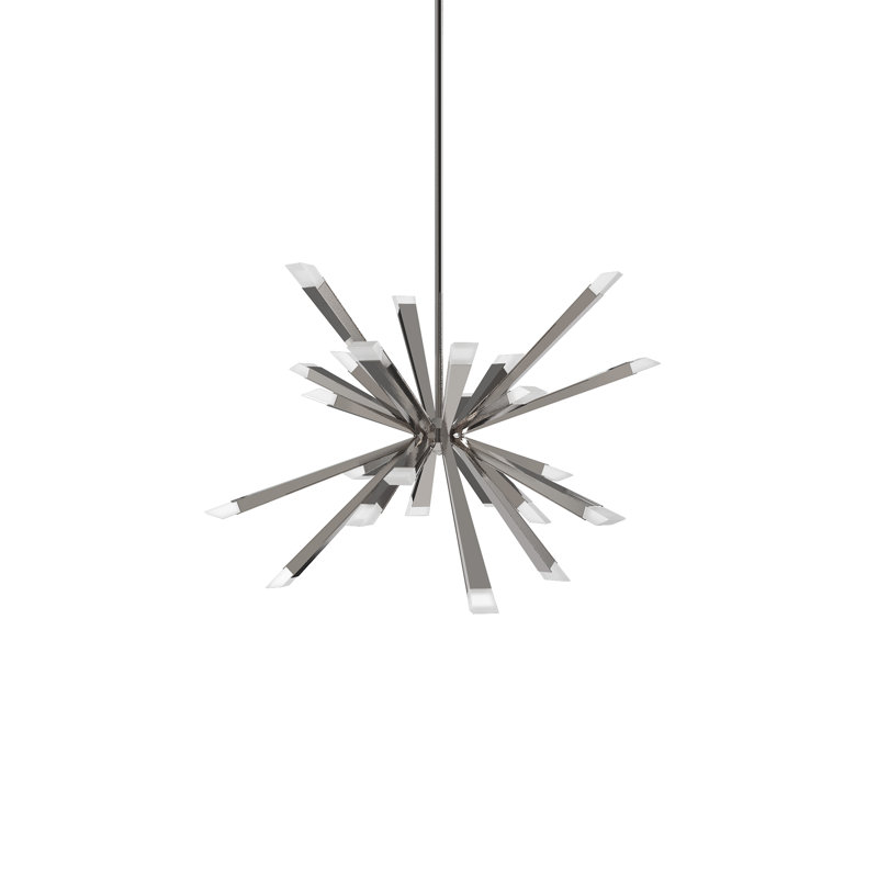 Starburst Chrome 24-Light LED Sputnik Sphere Chandelier in Satin Nickel