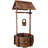 Rustic Wooden Patio Wishing Well Planter With Hanging Bucket And Shade Captivation, 25X25x53 Force,