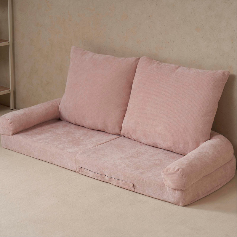 Convertible Fold-Out Single Sofa Bed,The Right Part Of The Complete Product., Pink Fabric