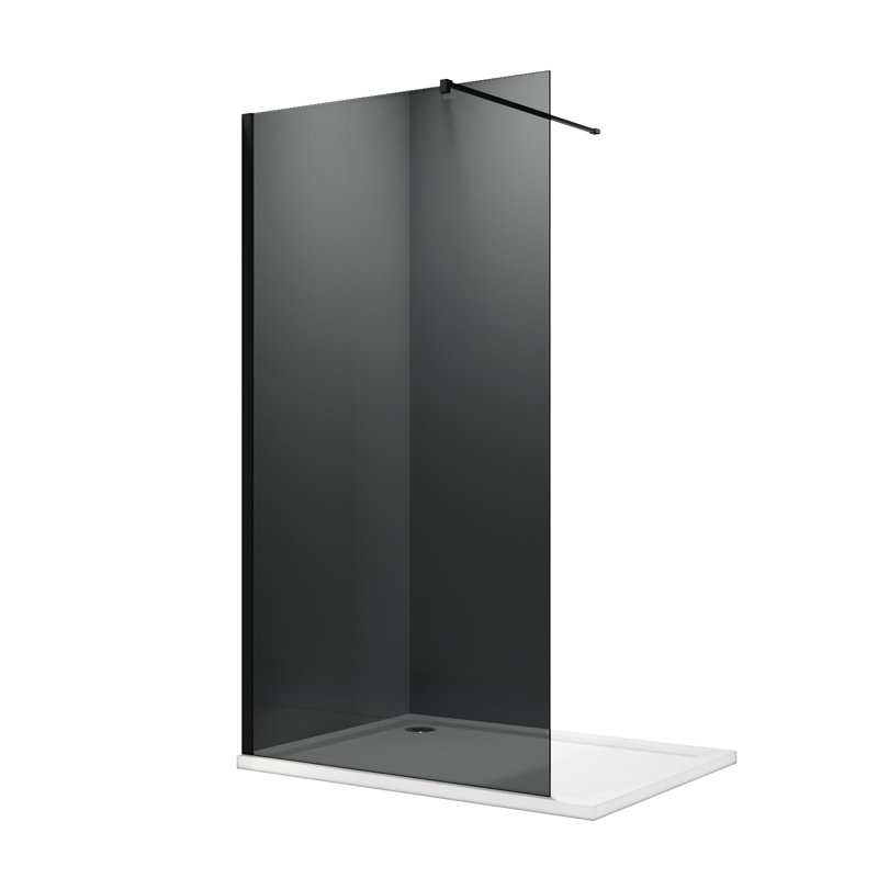 Walk in Shower Enclosure With Dark Grey Easy Clean Safety Glass , 100", Black