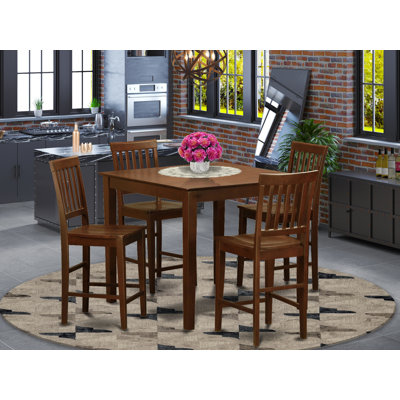 Sotomayor 5 - Person Counter Height Rubberwood Solid Wood Dining Set by Charlton Home
