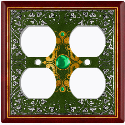 Patterned 2 - Gang Duplex Outlet Standard Wall Plate