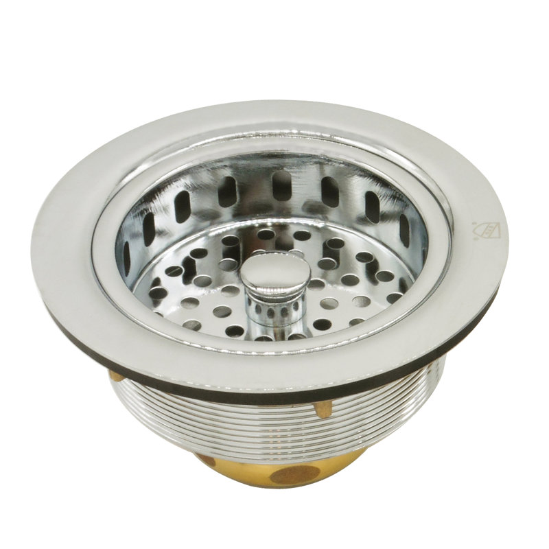 Kitchen Sink Basket Strainer with Waste Disposal Flange and Stopper Set, Polished Nickel