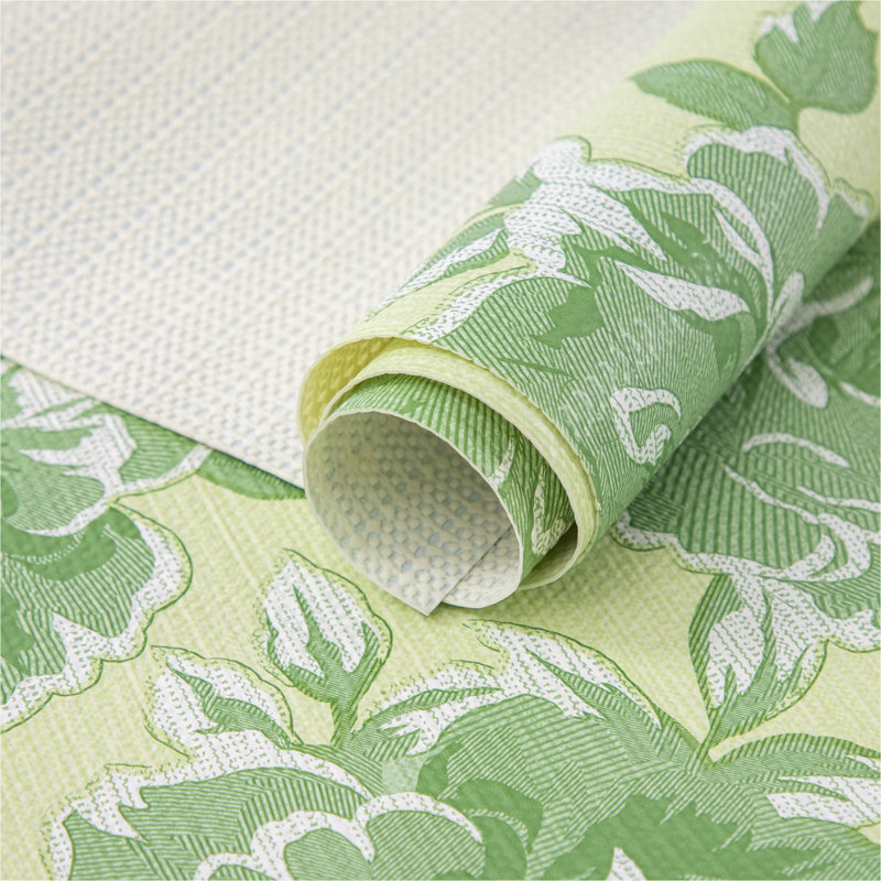 Revêtement pour étagères, revêtement antidérapant non adhésif pour placards, revêtement imperméable pour tiroirs, étagères, commodes, armoires de salle de bain, motif floral vert, 45,7 cm (l) x 243,8 cm (l)