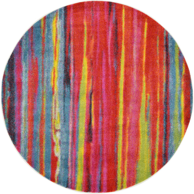 Tapis bleu / rouge à motif abstrait Elvia