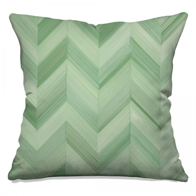 Green Chevron Pattern Double Sided Throw Pillows, 14 x 14 inches