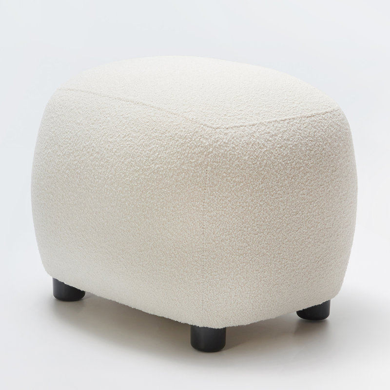 Overstreet 23" Wide Boucle Upholstered Ottoman, Beige Boucle