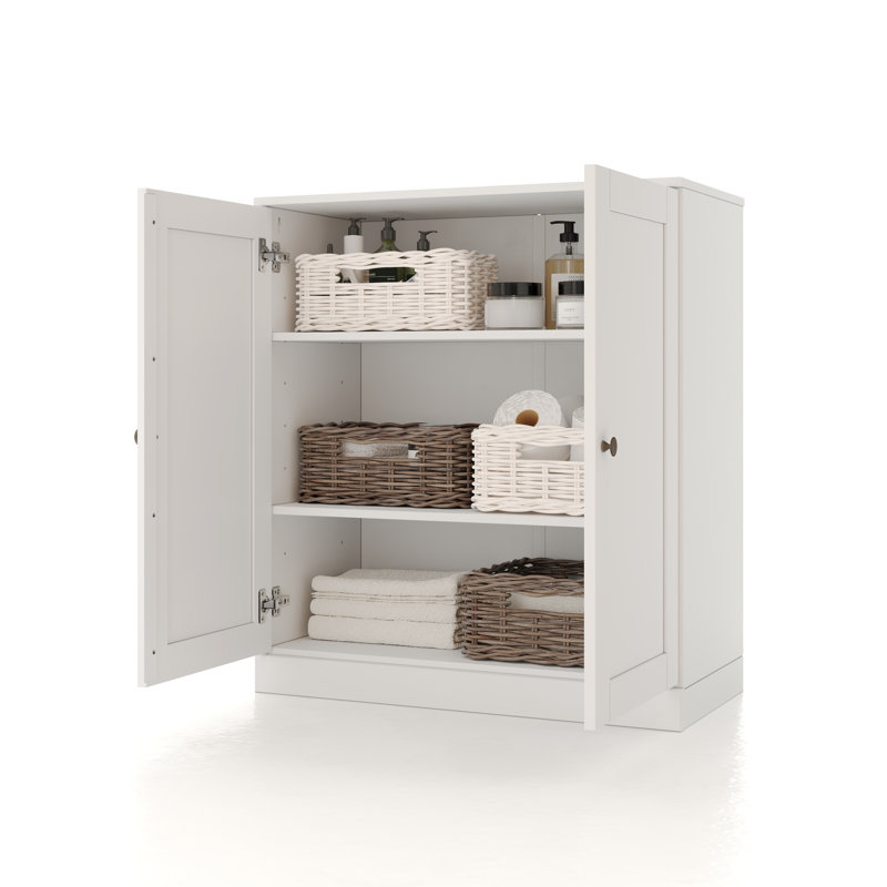 Palace Imports 100% Solid Wood 32" Bathroom Storage Cabinet with Shaker Doors & Adjustable Shelves, White