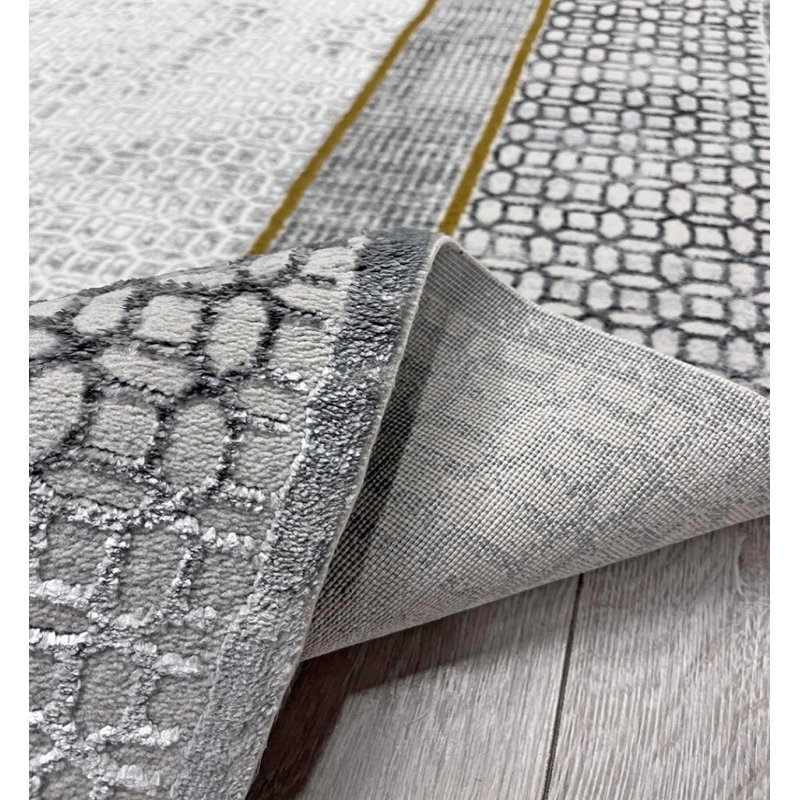 Turkish Area Rug Grey Modern Pattern 6.5x10 ft, Rectangle 10' x 13'