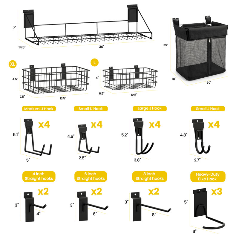 29Pcs Slatwall Accessories Set, Heavy Duty Slatwall Hooks And Baskets for Sports Equipment
