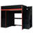 Full-Size Gaming Loft Bed with Desk, Storage Shelves & LED Lights, Modern Teen Bedroom-1473504265