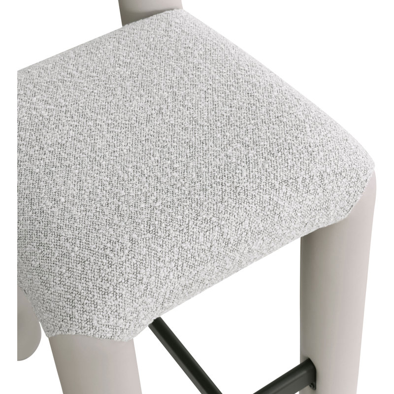 Amari Stool, Vegan Leather & Boucle Fabric, Taupe
