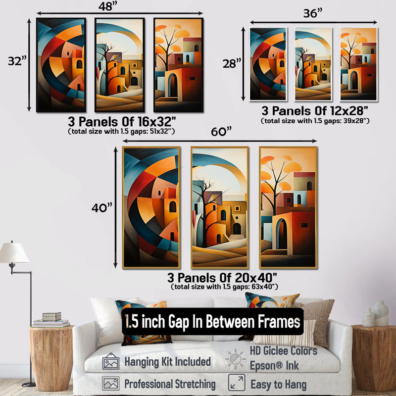 Ensemble de décorations murales Cubic, Cadre flottant blanc, H 40 po x l 60 po x P 1 po