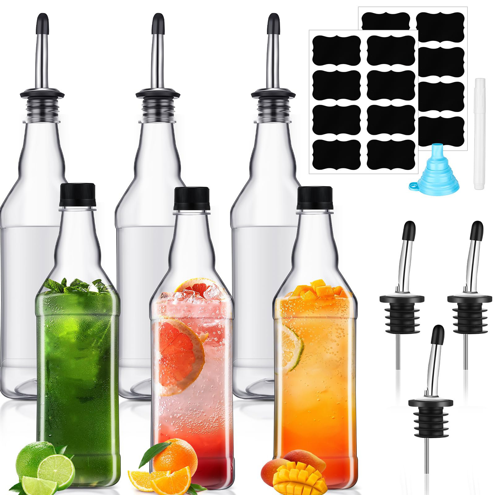 PRIMEX INC. 6 Packs 800Ml Plastic Empty Syrup Bottles With