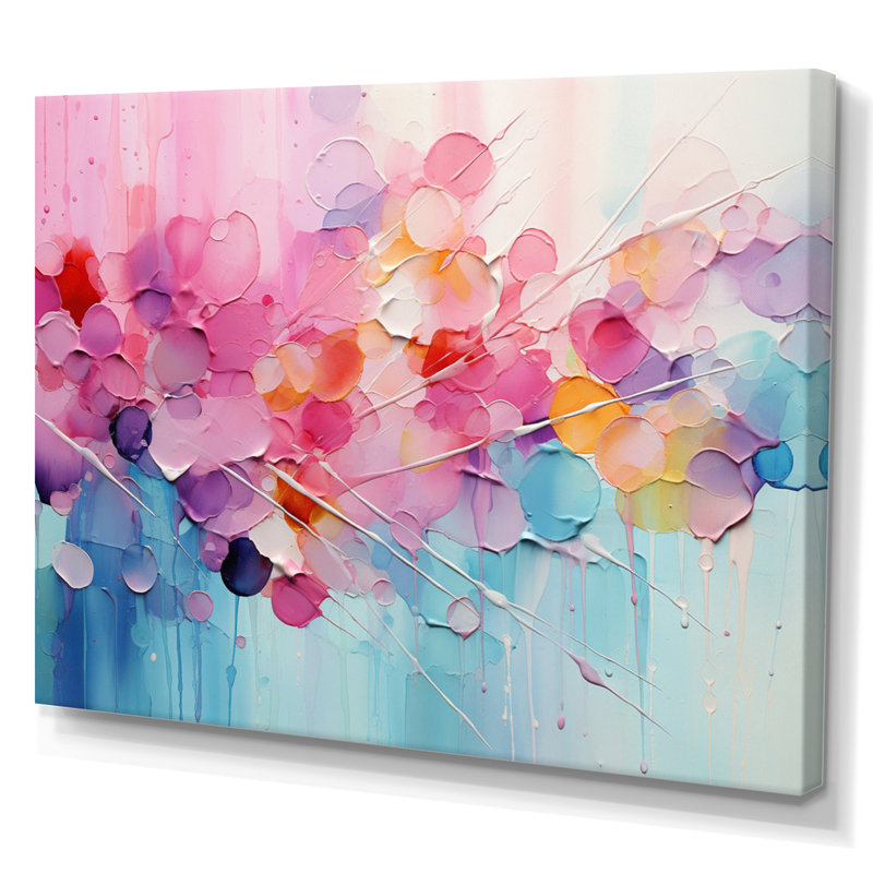 «Gazley» rose, patchwork de pastel bleu sur toile, Toile tendue, H 34 po x l 44 po, Sans cadre