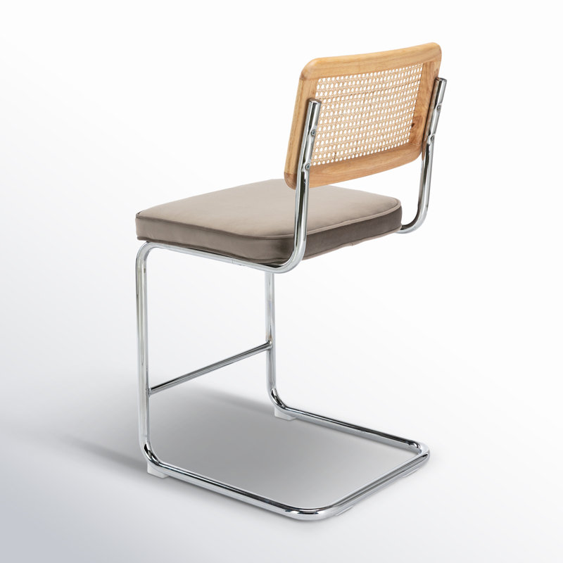 Tabouret de bar et de comptoir en velours Walsh, Velours gris platine, Tabouret de comptoir (siège d’une hauteur de 24
