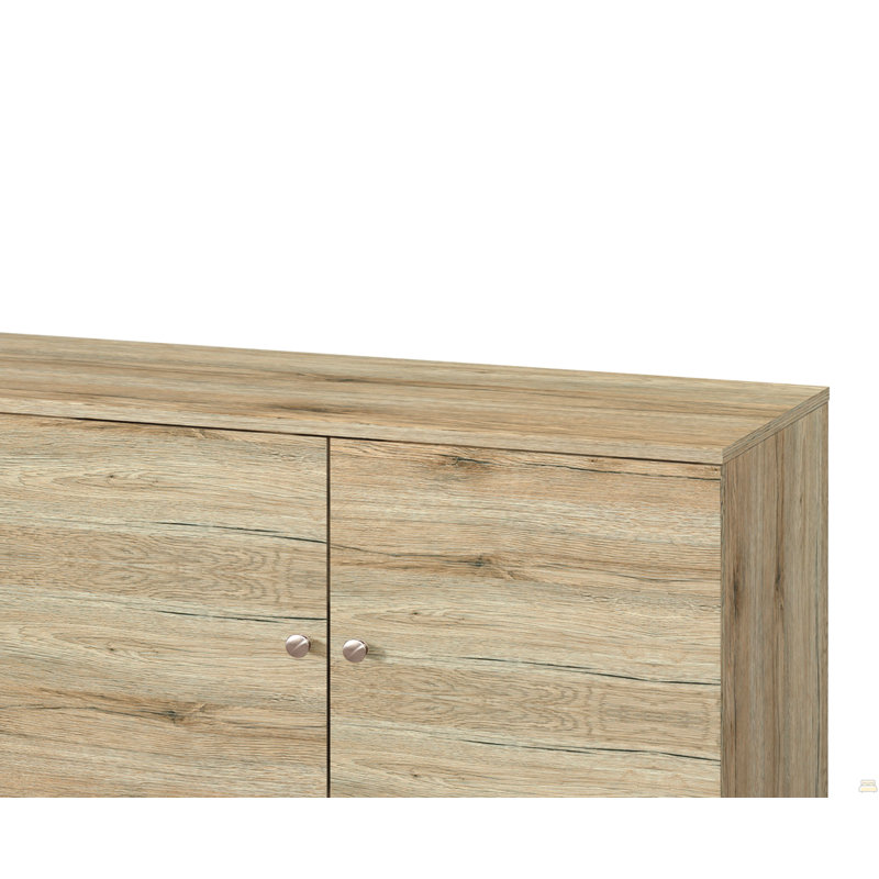 TV Stand For Tvs Up To 63", With 2 Storage Shelves& 1 Cabinet, Modern Entertainment Centre, Oak