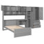 Lit plateforme simple en bois avec bureau, armoire, armoires, tiroirs et tablettes-128302784