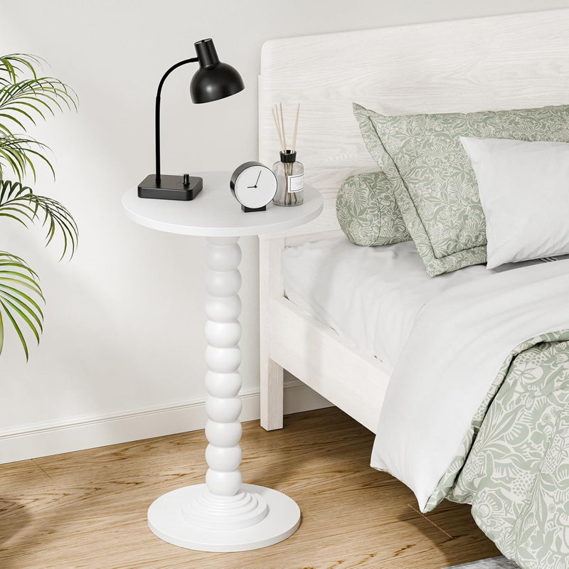 Table de bout en acier Enzor, Blanc