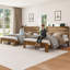 Lit plateforme moderne en bois avec tête de lit à lattes Natural Antique naturel-163882095