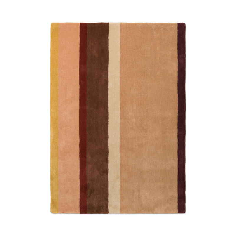 Hand Tufted Wool Striped Area Rug in Ruby, Rectangle 4'7" x 6'7"