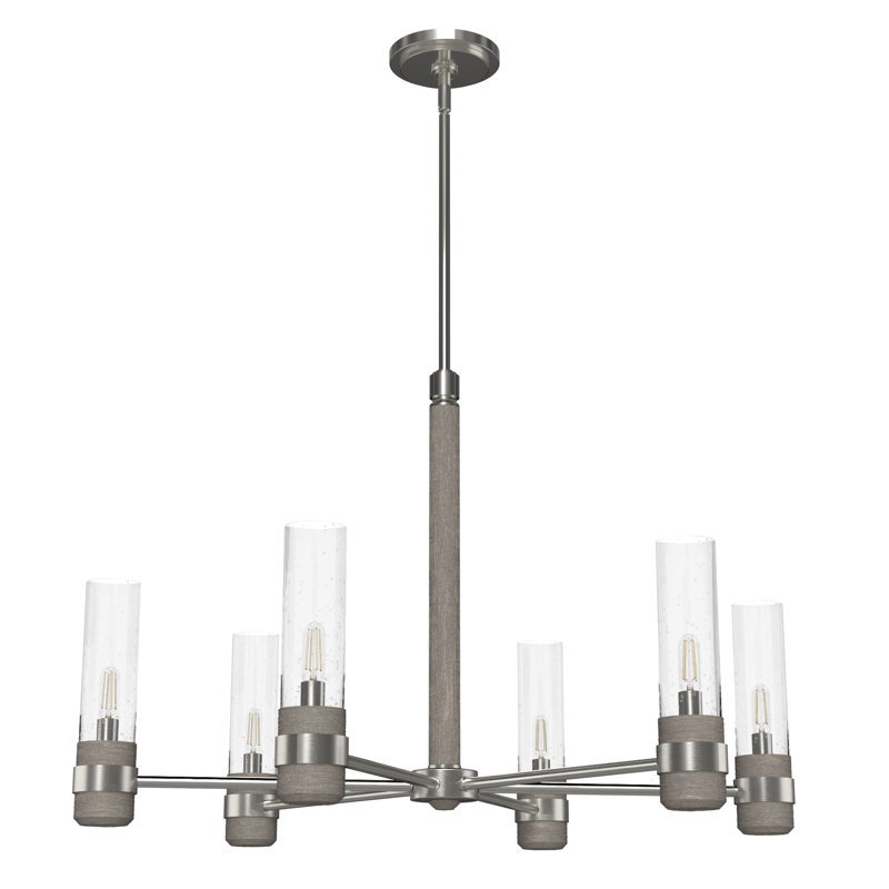 River Mill 6 Light Candle Style Classic / Traditional Chandelier, Brushed Nickel