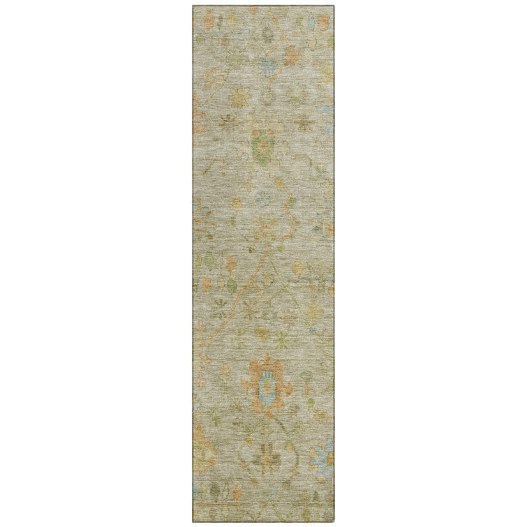 Machine Washable Indoor/Outdoor Xhevrie Khaki Rug