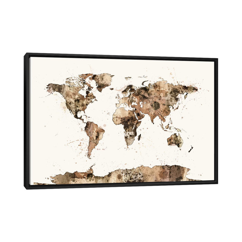 Série de carte du monde : impression sur toile tendue, impression sur toile tendue, H 18 po x l 26 po x P 1,5 po