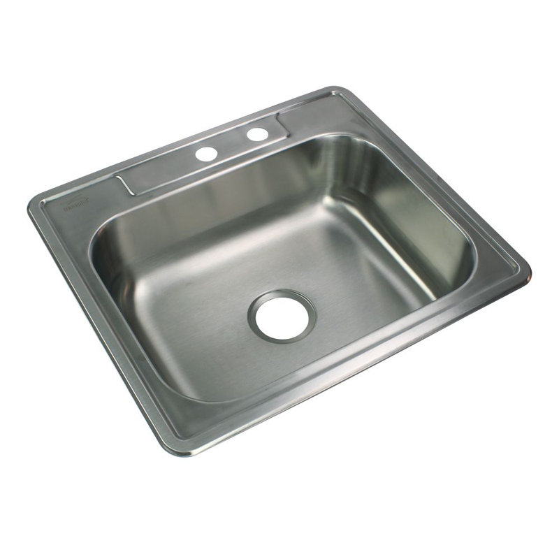 Évier de cuisine à chute l 25 po x l 22 po, 2 trous (MR2)