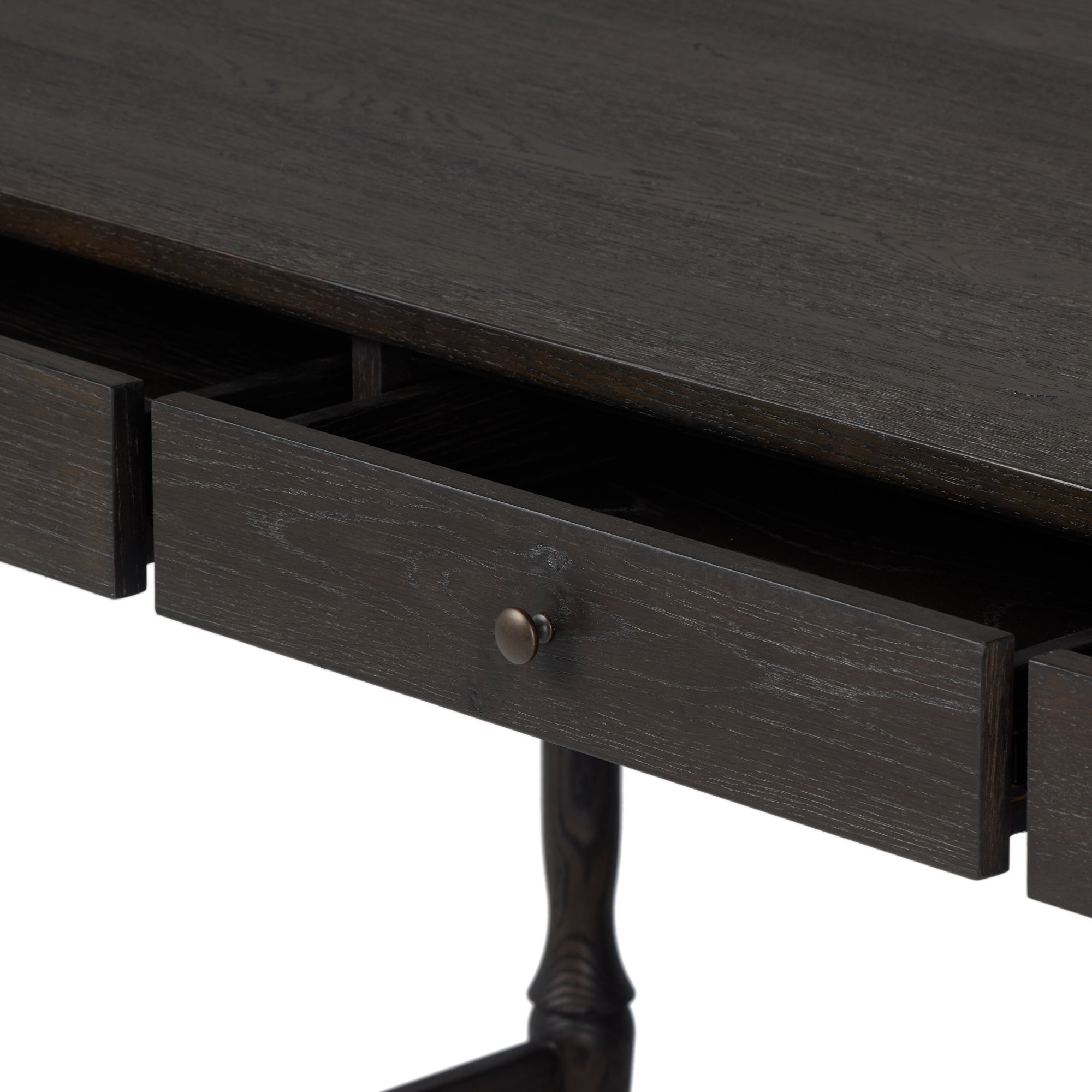 Bari Desk-Weathered Oak, Cracked Smoked Black Veneer