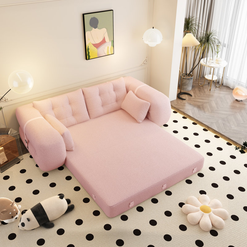 Canapé-lit Boneless 3-in-1 Teddy, Rose