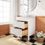 Meuble-lavabo autoportant de 30 po entièrement assemblé avec structure en bois massif et plateau en marbre d'ingénierie-1126697619