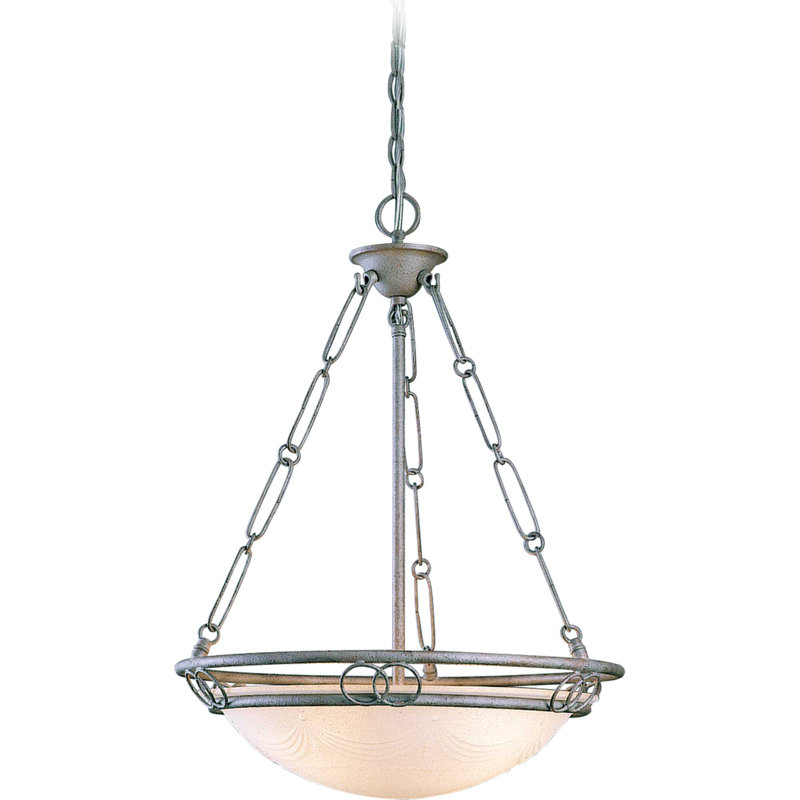 Platinum Rust Glass Bowl Pendant Light with Adjustable Height