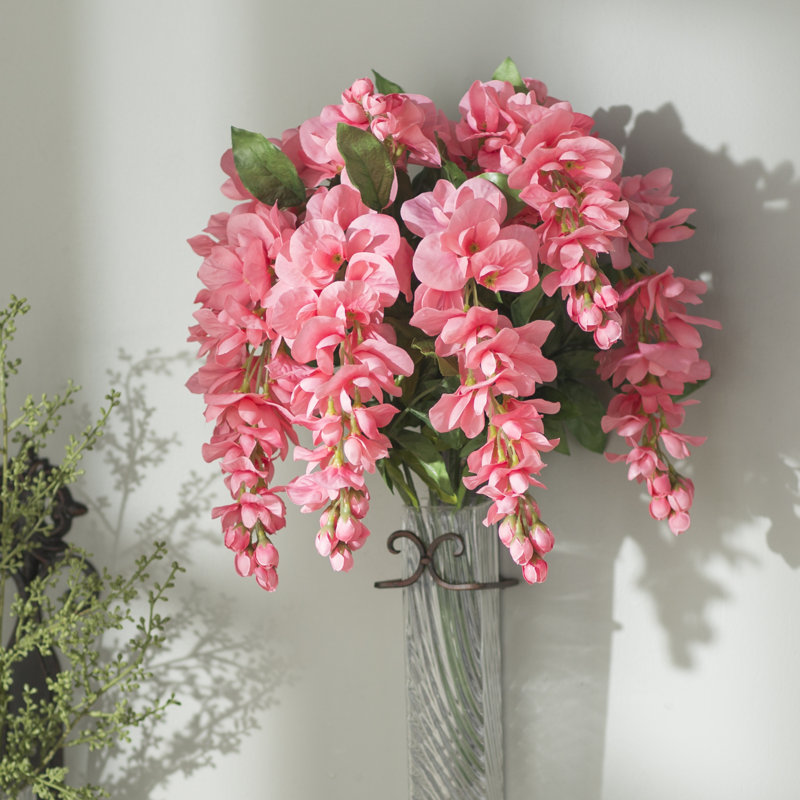 Buisson artificiel en polyester 19 po avec tiges flexibles, buissons et sprays, Rose