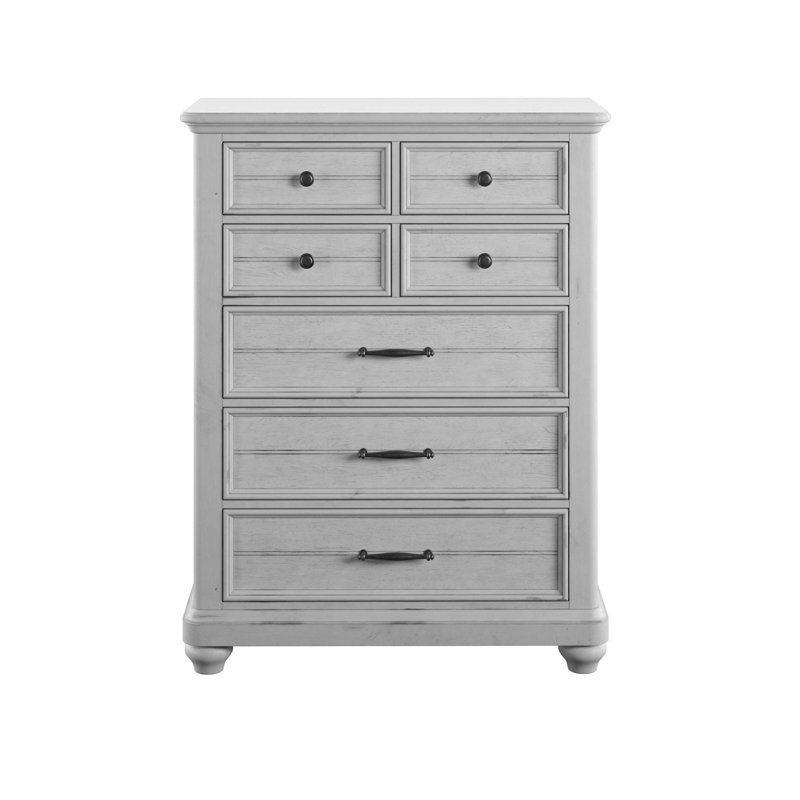 Gray Coastal 7-Drawer Chest with Classic Knobs