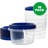[16 Oz 10 Pack] Twist Top Deli Containers Clear Bottom With Blue Top Twist On Lids Reusable, Stackable, Food Storage Freezer Container